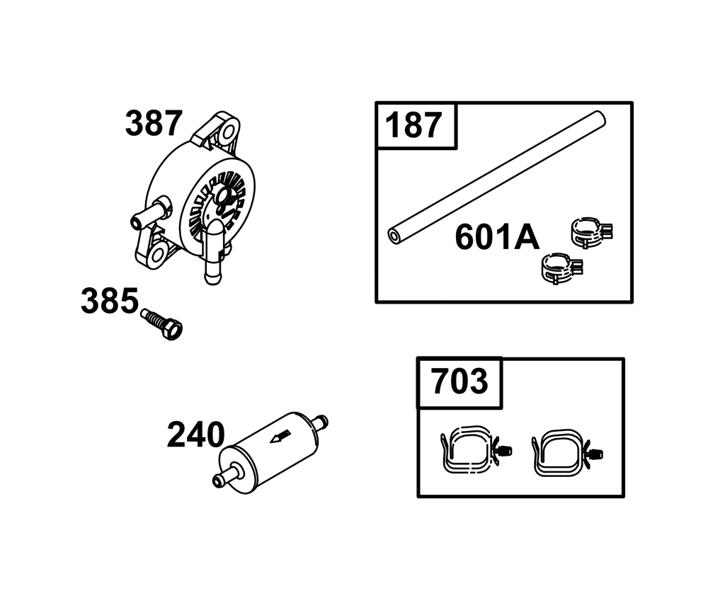 Fuel Supply Group Diagram and Parts List for 44N877-0020-G1 400000 - 699999 Briggs and Stratton Engine